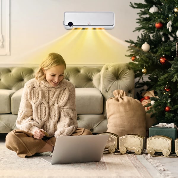 seinäkiinnitteinen lämmitin 2000W kaukosäätimellä, 3 toimintatilaa, LED-näyttö, 12h ajastin
