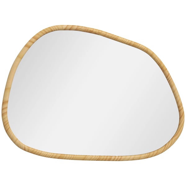 Asymmetrisk VCggspegel 80x60cm i Naturträ och Glas, Dekorativ och Funktionell Asymmetrisk VCggspegel 80x60cm i Naturträ och Glas, Dekorativ och Funktionell