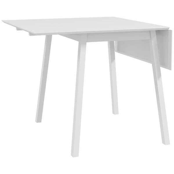 Klapbord, Spisebord i fyrretræ til 2-4 personer, sammenklappeligt, perfekt til små rum, 110 x 86 x 75 cm, Hvid