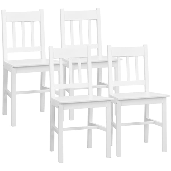 Matsalsstol 4-pack Moderna köksstolar Ryggstöd Furu Vit (41x46.5x85.5cm)