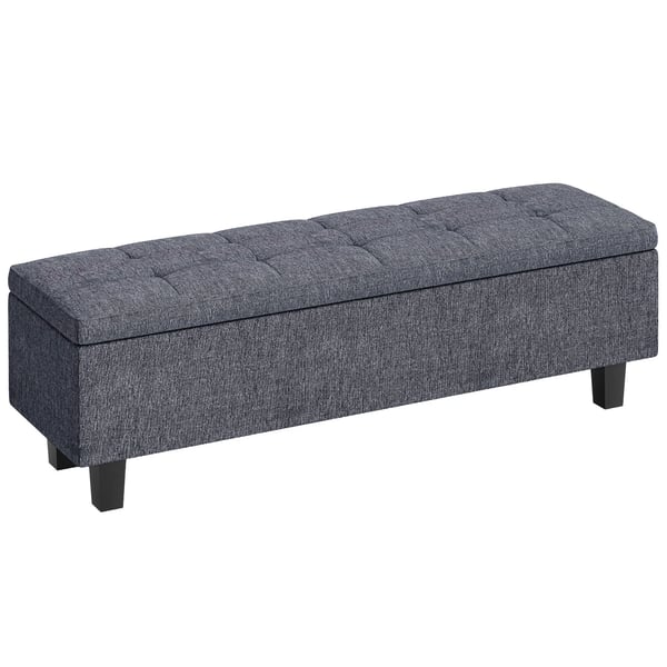 förvaringsbänk, stoppad linnebänk med träben, modern sängbänk för hall/sovrum/vardagsrum, mörkgrå, 138x40x45 cm förvaringsbänk, stoppad linnebänk med träben, modern sängbänk för hall/sovrum/vardagsrum, mörkgrå, 138x40x45 cm