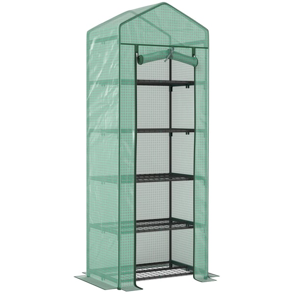 Drivhus med 5 Hylder, Gr'n Plast/St'l, 69x49x193 cm Drivhus med 5 Hylder, Gr'n Plast/St'l, 69x49x193 cm