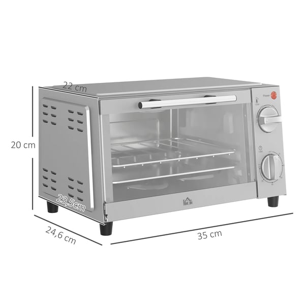 Liten Ugn 9L i Rostfritt Stål och Silver, 750W