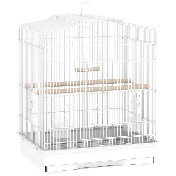 Fuglebur i hvid plast, vintage design, tilbehør inkluderet, 46,5 x 36 x 59 cm