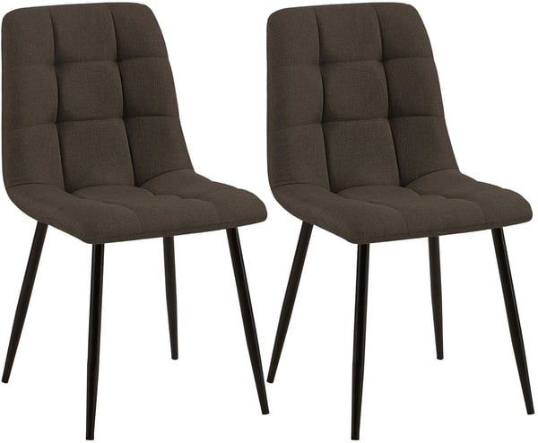 Sæt med 2 Tilde Polstrede Spisebordsstole, Brun Stof, Metalstel - Moderne og Tidløst Design, Maks. Belastning 150 kg