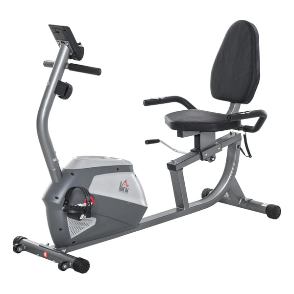Ligende motionscykel m. LCD, 8-trins justerbar magnetisk modstand, Grå/Sølv Metal, op til 110 kg
