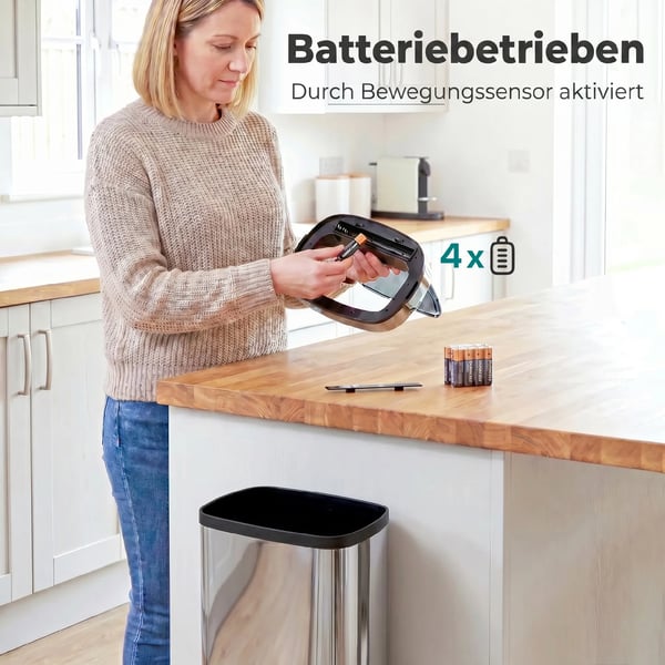 automaattinen jäteastia sensorilla, keittiön roskakori, ruostumaton teräs, 50/68L, hopea (50L)
