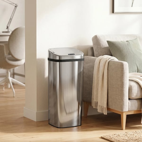 automaattinen jäteastia sensorilla, keittiön roskakori, ruostumaton teräs, 50/68L, hopea (50L)