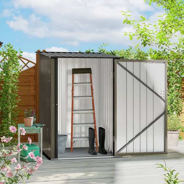 Redskapsbod Stål Brun 0,92 m², Låsbar Trädgårdsskjul 100x103x160cm