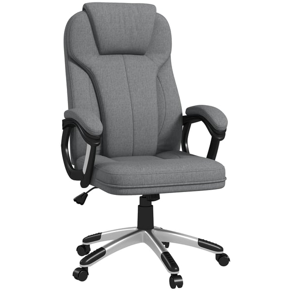 Kontorstol Ergonomisk Computerstol med Vip-funktion, Højdejusterbar, Nakkehvile, Armlæn, Grå, Linnedlook, 66x75x110-120cm Kontorstol Ergonomisk Computerstol med Vip-funktion, Højdejusterbar, Nakkehvile, Armlæn, Grå, Linnedlook, 66x75x110-120cm
