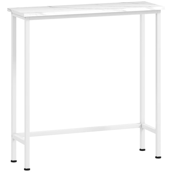 Konsolpöytä, eteispöytä säädettävillä jalkatyynyillä, kaatumisenestolla, 75 x 24 x 76 cm pieneen tilaan, valkoinen