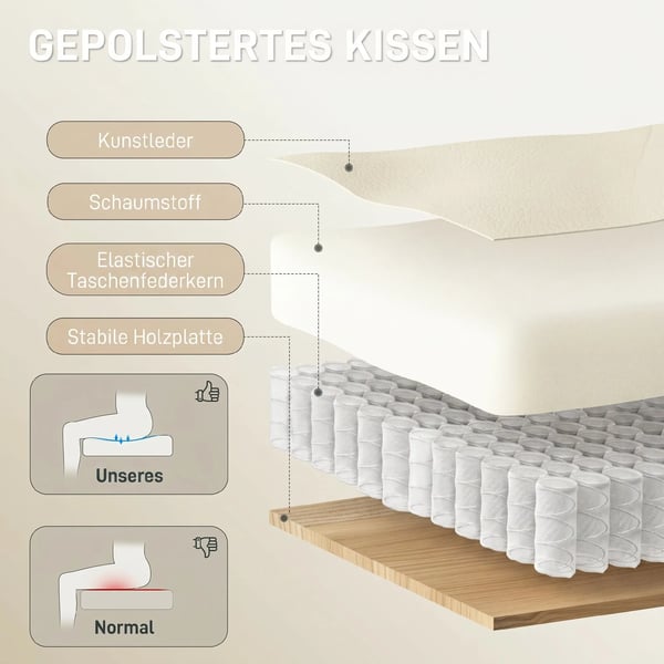 Ergonomisk kontorstol med fodstøtte, kunstlæder og træmateriale, beige