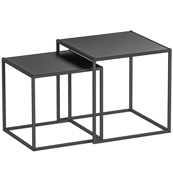 Sofabordssæt - Sæt med 2 sideborde, stålramme, sort, 40x40x40cm Sofabordssæt - Sæt med 2 sideborde, stålramme, sort, 40x40x40cm