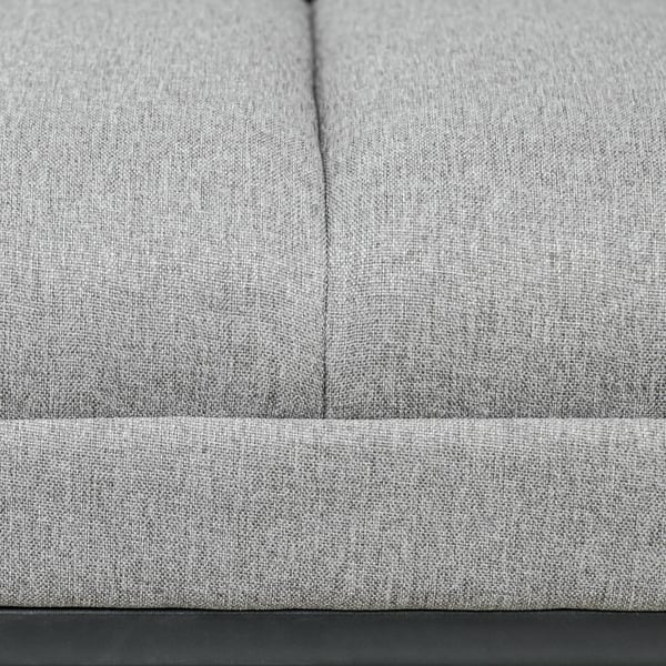Ljusgrå Sittbänk i linnelook, Vadderad Bänk för Sovrum/Hall, 120x44x45,5 cm, Max 200 kg, Polyester/Skum/Stål