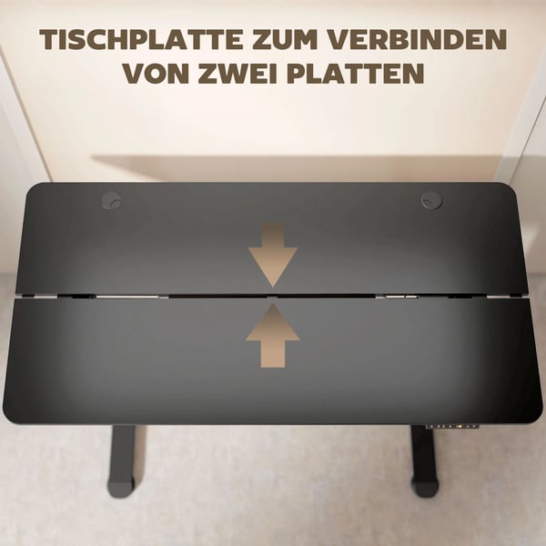Elektrisk Hæve-/Sænkebord, Højdejusterbar, 72-116 cm, Schwarz, Holzwerkstoff/Legierter Stahl, 149.5 x 44 x 21 cm