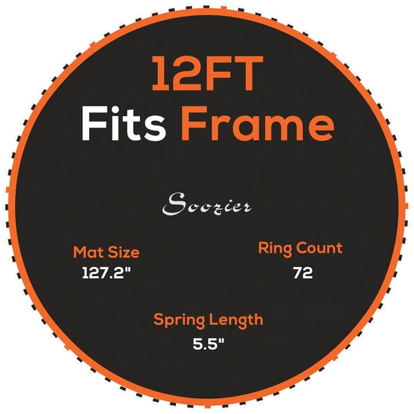 Soozier trampolinspringmåtte, Ø323 cm, orange, 120 kg max belastning, til 3,66 m trampolin inkl. fjederinstallationsværktøj