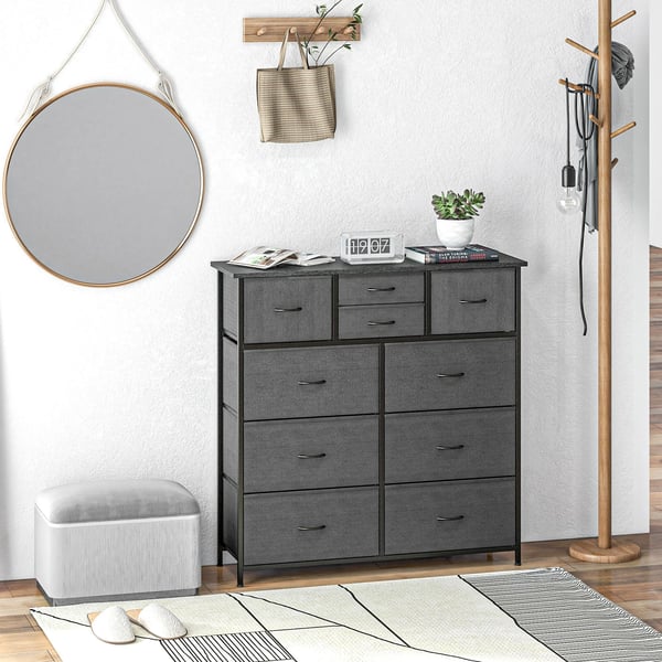 Byr&aring;, F&ouml;rlvaringssk&aring;p med 10 hopf&auml;llbara tygl&aring;dor, Modernt sideboard f&ouml;r vardagsrum, sovrum, st&aring;l, svart