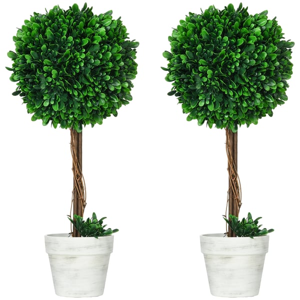 Keinotekoiset laatikkopuut 2 kpl, Vihreä, 60cm, UV-kestävä, PE/teräs, Sisä-/ulkokäyttöön Keinotekoiset laatikkopuut 2 kpl, Vihreä, 60cm, UV-kestävä, PE/teräs, Sisä-/ulkokäyttöön