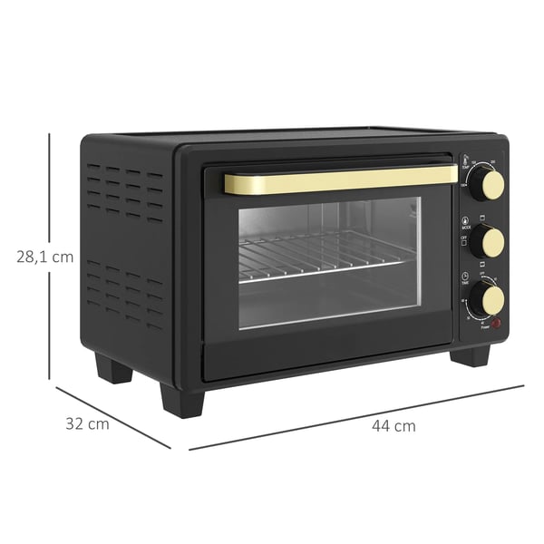 Minuuni 16L, 1400W - Kompakti uuni grillitoiminolla ja ajastimella, musta metalli