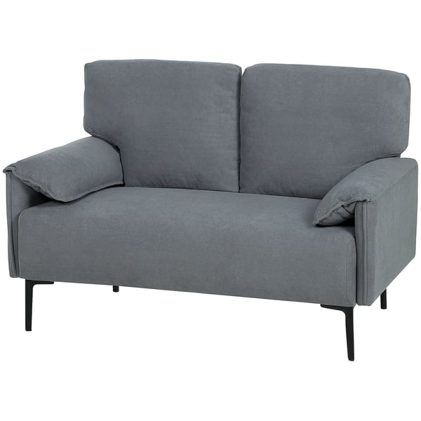 2-sits soffa, sammetsmjuk, grå, metallram, 127 cm bred