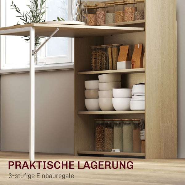 Foldbart spisebord med hylde, industrielt design, eg, 78,5 x 91 x 93 cm