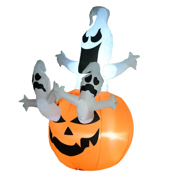puhalettava kurpitsahahmo, aavemainen Halloween-koriste, ilmatäytteinen figuuri LED-valaistuksella, polyesteri, 120x120x180cm puhalettava kurpitsahahmo, aavemainen Halloween-koriste, ilmatäytteinen figuuri LED-valaistuksella, polyesteri, 120x120x180cm