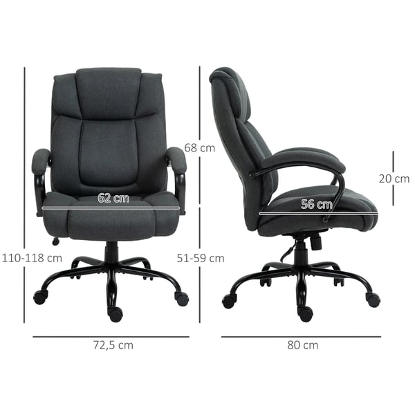 Ergonomisk Kontorstol, Mørkegrå, Polyester, Justerbar, Op til 220 kg