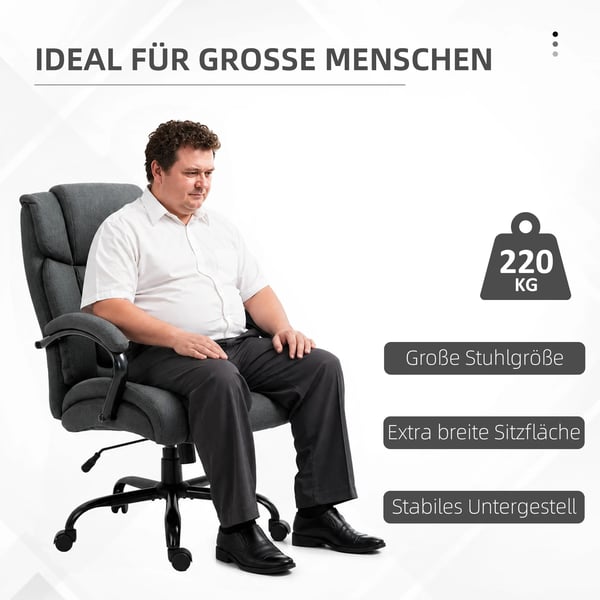 Ergonomisk Kontorstol, Mørkegrå, Polyester, Justerbar, Op til 220 kg
