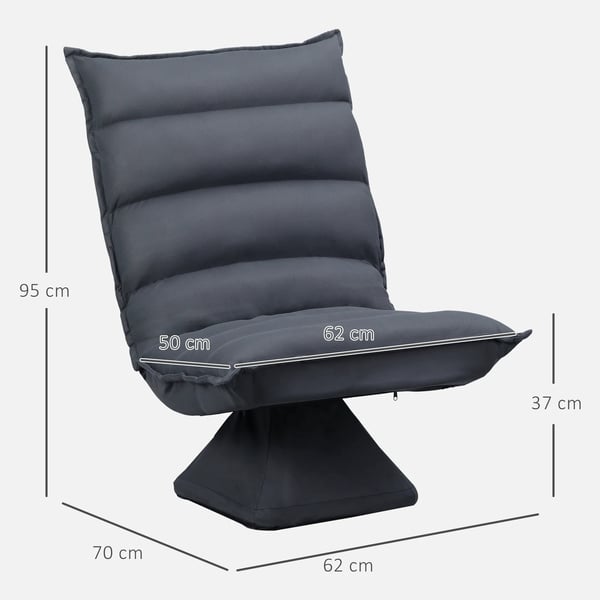 Vilstol för Golv med 360° Vridbar Bas och Justerbart Ryggstöd, Stål, Mörkgrå, Mikrofiber