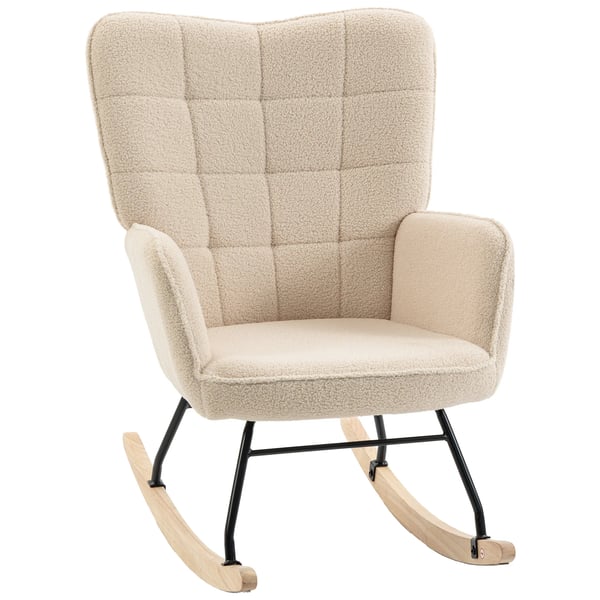 keinutuoli, beige, berberfleecellä, rentoutumiseen, 120 kg rajalla