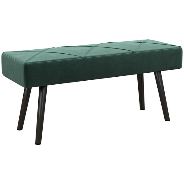 Sidobänk i sammet, grön, polyester, 100x36x45 cm