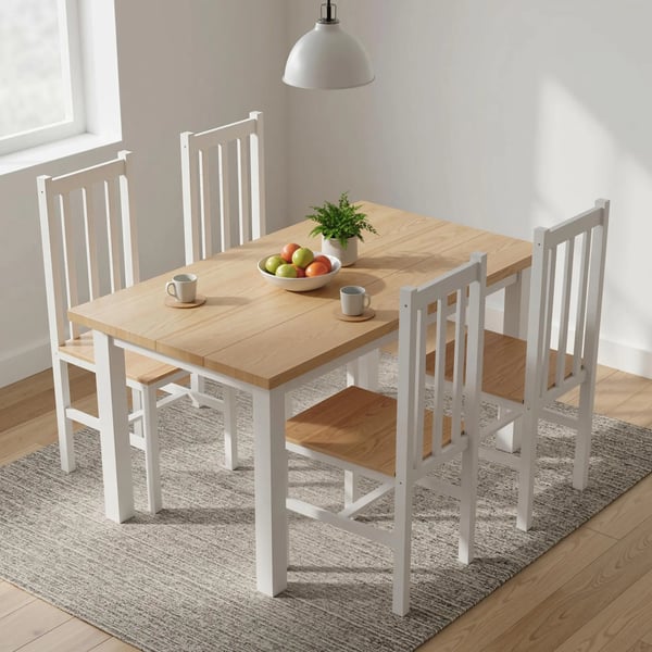 4-delt S esent spisebordsstole, massivt tr edesign, 38,5 cm x 47,5 cm x 99 cm, natur