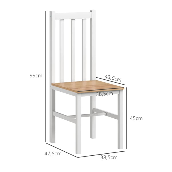 4-delt S esent spisebordsstole, massivt tr edesign, 38,5 cm x 47,5 cm x 99 cm, natur