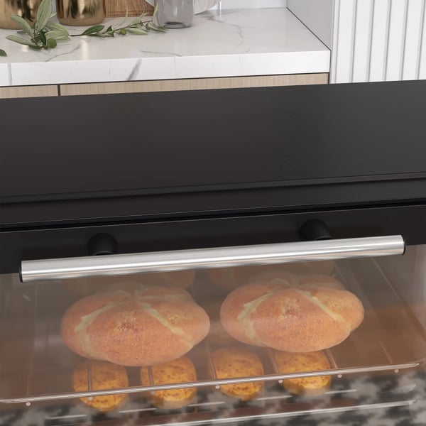 Miniovn 9L - Kompakt Ovn i Sort Rustfrit Stål med Bageplade og Grillrist, 750W