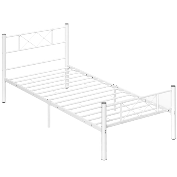 Sängstomme Enkelsäng 90x200cm Stål Vit - Metallram med Huvud- och Fotgavel, för Sovrum och Gästrum