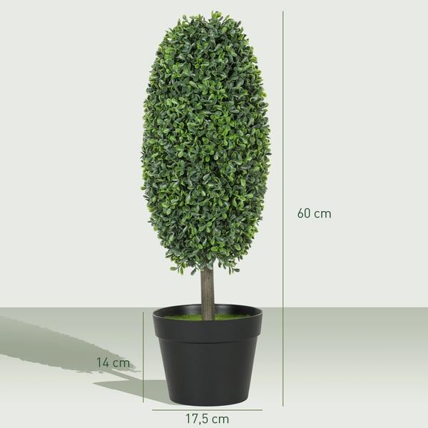 2-pack konstgjorda växter, UV-beständiga, plast, cement, grön