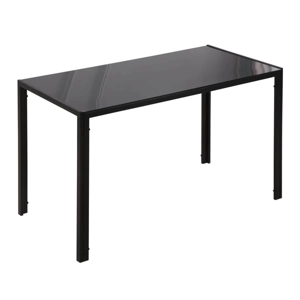 Spisebord til 4 personer, Hærdet Glas og Metal Bordplade, Sort, 120x60x75 cm
