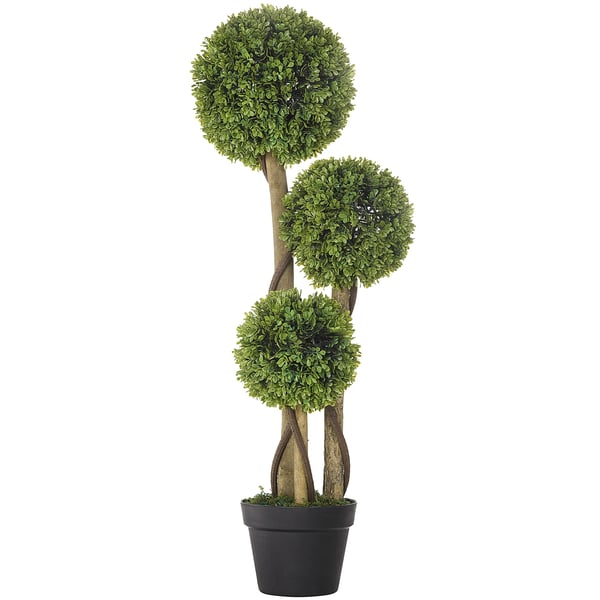 Keinotekoinen Puksipuu, 90cm Tekokasvi Kukkaruukussa, UV-suojattu, Vaaleanvihreä Muovi