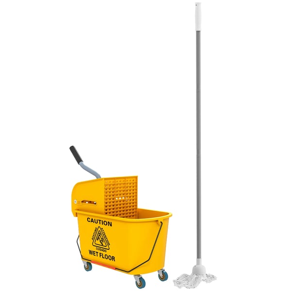 Siivouskärry, 20L, puristin, mopilla, keltainen, muovi