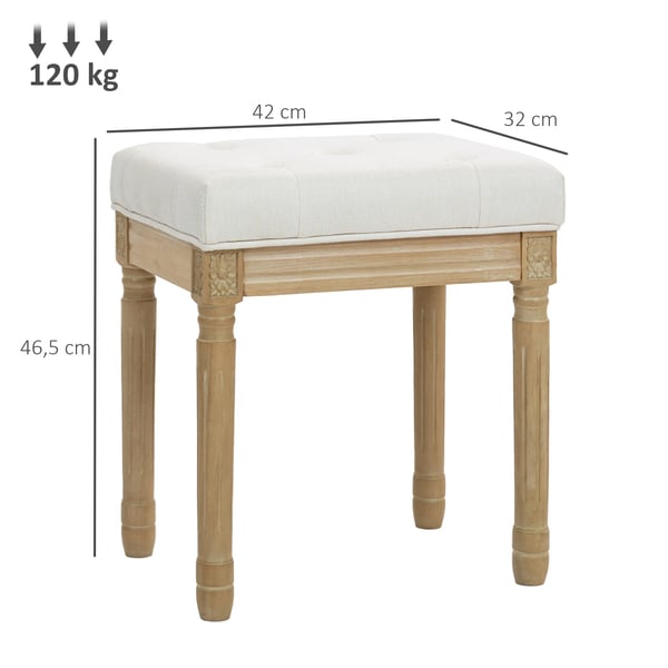 Pellava Istuinjakkarra, Pehmustettu Rahi Jaloilla, Beige, 42x32x46,5cm