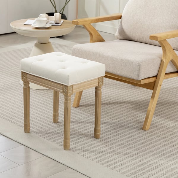 Pellava Istuinjakkarra, Pehmustettu Rahi Jaloilla, Beige, 42x32x46,5cm