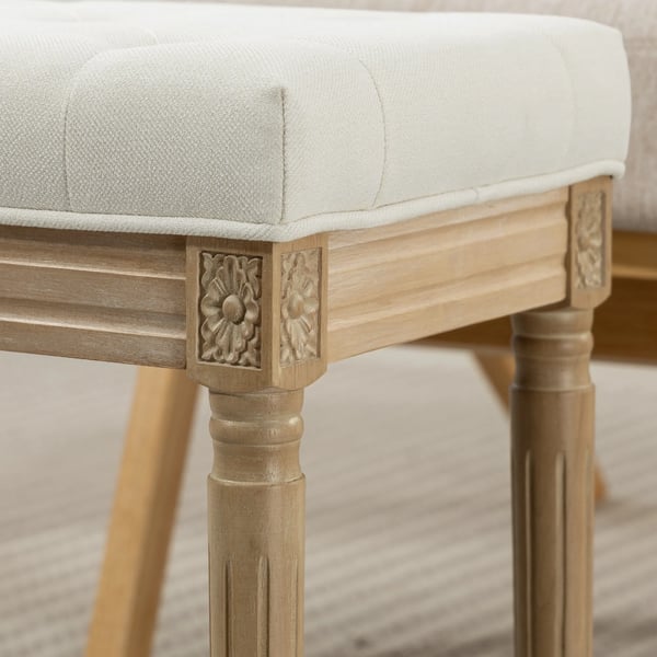 Pellava Istuinjakkarra, Pehmustettu Rahi Jaloilla, Beige, 42x32x46,5cm
