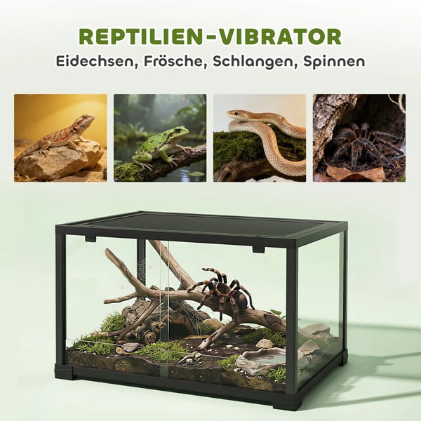 Reptil-terrarium med skydedør, aflåseligt vivarium, 86L, 60 x 45 x 32 cm, sort