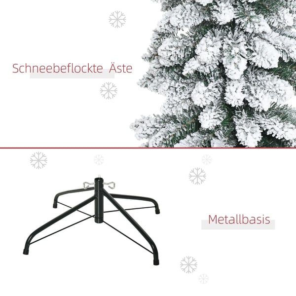 Juletræ, Kunstigt, 180 cm, Snedækket, Grøn/Hvid, Brandsikkert, Let at samle