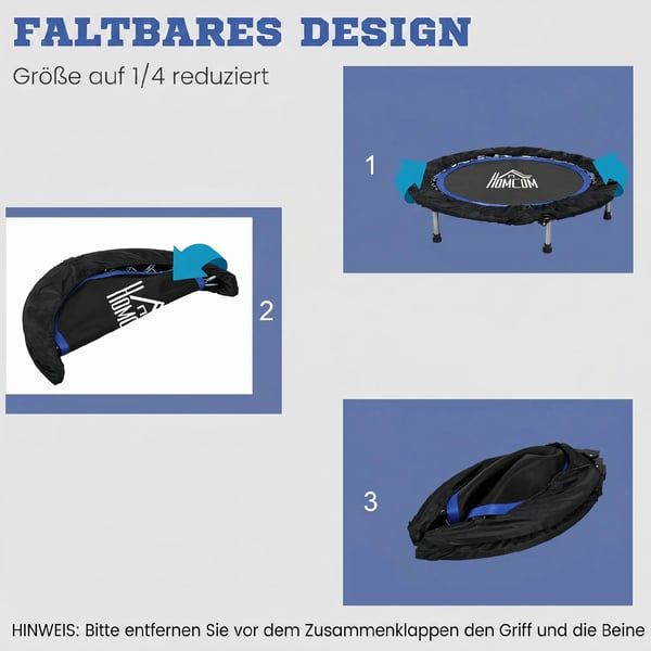 102cm Tränings-Trampolin Hopfällbar med Handtag LCD-skärm Svart/Blå