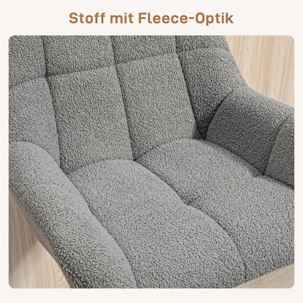 Barstole, 2 stk., Hjdejusterbar, Fleece-look, Grå+Sort