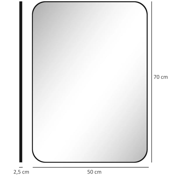 Badrumsspegel Svart Metallram Glas 50x70 cm Splitterskyddad