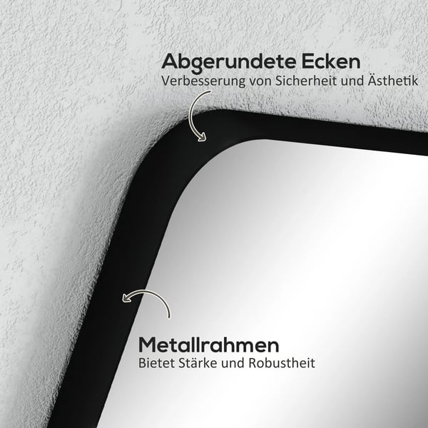 Badrumsspegel Svart Metallram Glas 50x70 cm Splitterskyddad
