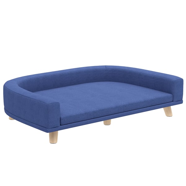 Hundeseng hundesofa kæledyrssofa, eukalyptustræ, 98 x 67 x 25 cm, blå
