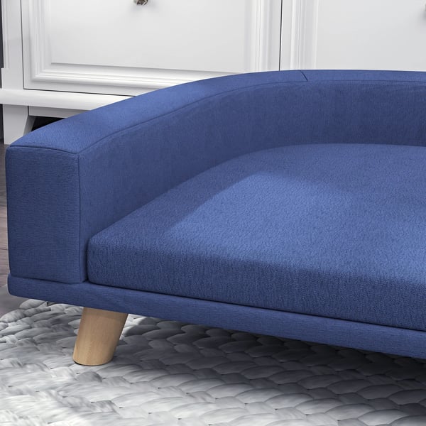Hundeseng hundesofa kæledyrssofa, eukalyptustræ, 98 x 67 x 25 cm, blå